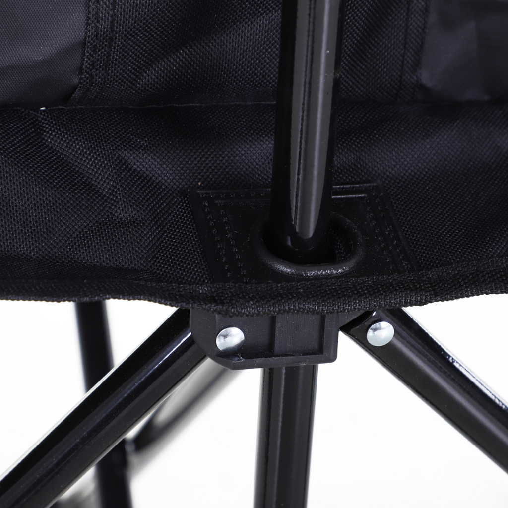 6 Seat Camping Bench Folding Portable Outdoor with Cooler Bag Black Outsunny