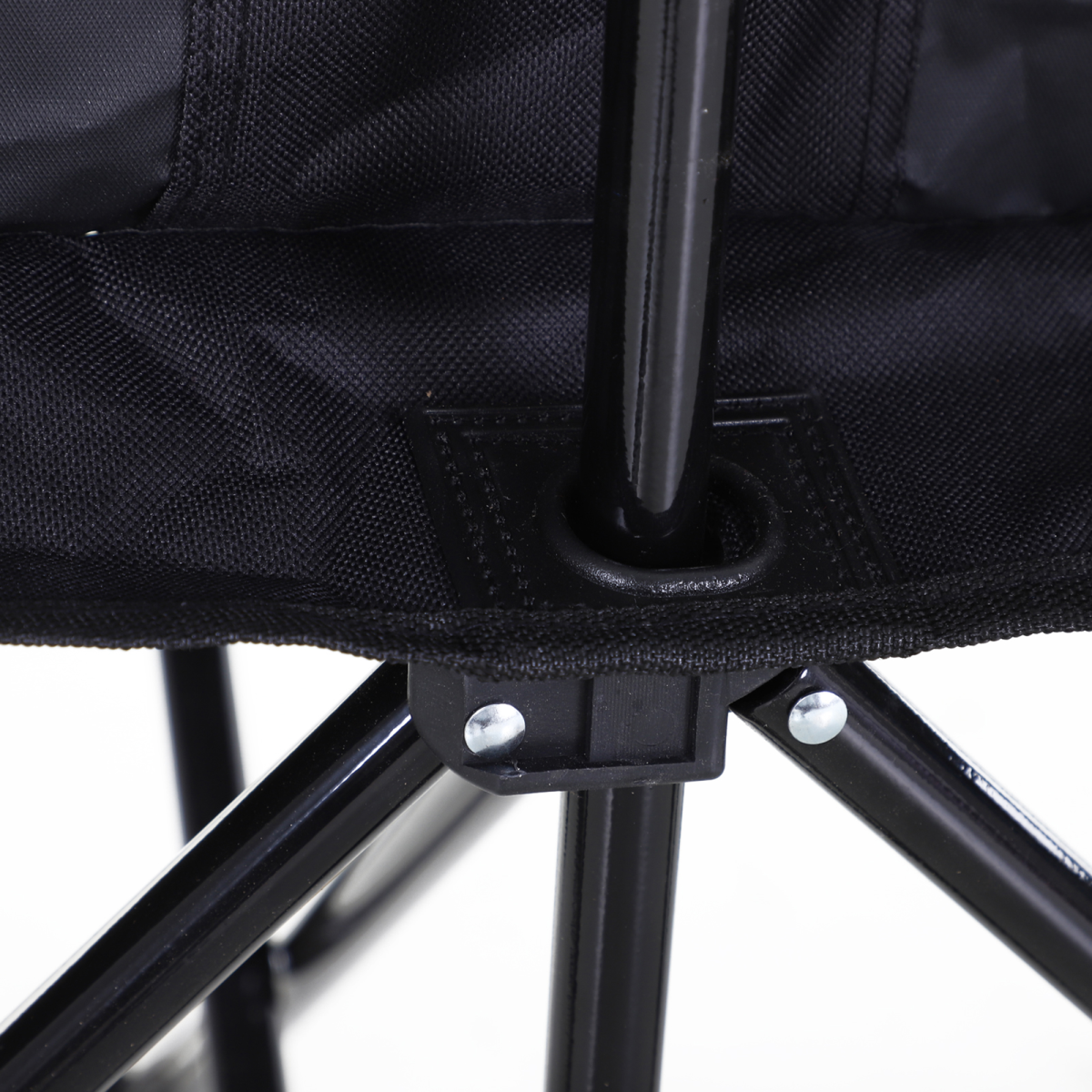 6 Seat Camping Bench Folding Portable Outdoor with Cooler Bag Black Outsunny